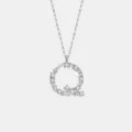 Silber Buchstabe Q Anhänger Halskette mit Zirkon Steinen, elegante Kette Variante - Buchstabe Q Anhänger Ohne Kette / 925er Silber / Platin