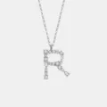 Silberne Buchstabe R Anhänger Halskette mit glitzernden Zirkoniasteinen, elegante Kette Variante. - Buchstabe R Anhänger Ohne Kette / 925er Silber / Platin