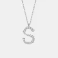 Silber Buchstabe S Anhänger Halskette mit funkelnden Zirkonia Steinen, elegantes Design für Damen. - Buchstabe S Anhänger Ohne Kette / 925er Silber / Platin