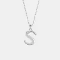 Silberne S Buchstabe Halskette zarte Kette minimalistischer Schmuck fur Damen Alltag - 925er Silber / Platin (Buchstabe S)