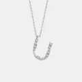 S925 Sterling Silber Pavé Zirkon Buchstabe Anhänger Halskette minimalistische Kette - Buchstabe U Anhänger Ohne Kette / 925er Silber / Platin