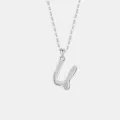 S925 Sterlingsilber Initialen Halskette Elegante Mode Damen Schmuck Kette Silber - 925er Silber / Platin (Buchstabe U)