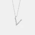 Silber Buchstabe V Anhänger Halskette Zirkon Zarte Schlüsselbeinkette Damenschmuck - Buchstabe V Anhänger Ohne Kette / 925er Silber / Platin