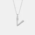 S925 Sterling Silber Buchstabe Anhänger Halskette Minimalistischer Schmuck Damen - 925er Silber / Platin (Buchstabe V)