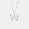 S925 Sterling Silber Zirkon Buchstabe W Anhänger Halskette Mode Schmuck Design - Buchstabe W Anhänger Ohne Kette / 925er Silber / Platin