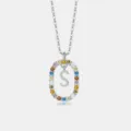 S925 Sterling Silber Bunte Zirkon Buchstabe Anhänger Halskette Mode Damen Kette. - Buchstabe S Anhänger Ohne Kette / 925er Silber / Platin