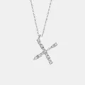 Silberner Buchstaben-Anhänger Halskette, glitzernder Zirkonia Pavé Initialen Schmuck. - Buchstabe X Anhänger Ohne Kette / 925er Silber / Platin