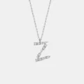 Elegantes Sterling Silber Buchstabe Z Halskette Anhänger mit Zirkonia Kette Schmuck - Buchstabe Z Anhänger Ohne Kette / 925er Silber / Platin