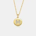 Gold Buchstabe M Halskette S925 Silber Zirkon runder Anhänger Schmuck für Damen Chic - Buchstabe M / 18K-Gold