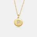 S925 Silber Buchstabe P Halskette mit runder Anhänger und funkelnden Zirkoniasteinen. - Buchstabe P / 18K-Gold