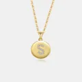 Goldene S925 Sterling Silber Buchstabe S Anhänger Halskette mit glänzenden Zirkonia - Buchstabe S / 18K-Gold