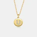 S925 Sterling Silber Vergoldet Buchstabe U Anhänger Halskette Zirkonia Variante Stil Modell - Buchstabe U / 18K-Gold