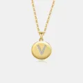 S925 Silber Buchstabe V Halskette runder Anhänger Goldkette Schmuck für Damen Neu - Buchstabe V / 18K-Gold