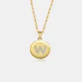 Goldene S925 Sterling Silber Buchstabe W Anhänger Halskette mit Zirkon Steinen Damen - Buchstabe W / 18K-Gold