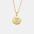 S925 Silber Buchstabe Z Halskette vergoldeter runder Zirkon Anhänger eleganter Damenschmuck - Buchstabe Z / 18K-Gold