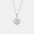 Silberne Initialen Buchstabe D Anhänger Halskette glänzende Zirkonia runde Kette Schmuck - Buchstabe D / Platin