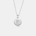 S925 Sterlingsilber Halskette mit rundem Anhänger und glänzendem Zirkonia Buchstabe E Damen. - Buchstabe E / Platin