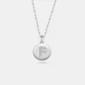 S925 Silber Buchstabe F Halskette mit rundem Zirkon Anhänger, elegante Modeschmuck. - Buchstabe F / Platin