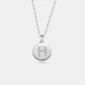 S925 Silber Buchstabe H Runde Scheibe Anhänger Halskette Zirkon Modeschmuck Variante - Buchstabe H / Platin