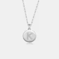 S925 Sterling Silber Buchstabe K runder Anhänger Halskette mit glänzenden Zirkonia Damen. - Buchstabe K / Platin