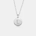 S925 Sterling Silber runder Anhänger Halskette mit funkelndem funkelnden Stein Buchstabe L. - Buchstabe L / Platin