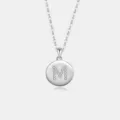S925 Sterling Silber Buchstabe M Anhänger Halskette mit glänzenden Zirkonia Variante. - Buchstabe M / Platin