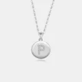 S925 Silber Buchstabe P Halskette, eleganter runder Zirkon Anhänger für Damen Schmuck. - Buchstabe P / Platin