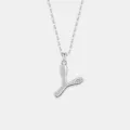 S925 Sterlingsilber Buchstabe Y Anhänger Halskette Minimalistische Zarte Schmuck Damen - 925er Silber / Platin (Buchstabe Y)