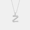 S925 Sterling Silber Buchstabe Z Anhänger Halskette Minimalistische Mode Schmuck Variante - 925er Silber / Platin (Buchstabe Z)