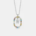 S925 Silber bunte Zirkonia Buchstabe W Anhänger Halskette Mode Damen Schmuck Kette - Buchstabe W Anhänger Ohne Kette / 925er Silber / Platin