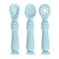Süßes Baby Silikon Trainingslöffel Set, hellblaue Kleinkind Fütterungslöffel für Babynahrung. - Blau Baby-Beikostlöffel (3er-Set)