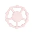 Rosa Silikon Baby Beissring Spielzeug mit Vibrationsfunktion und strukturierten Noppen. - Hellrosa
