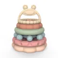 Silikon Stapelring Spielzeug für Babys, bunte pädagogische Lernspielzeug sensorische Bausteine. - Frosch-Stapelspielzeug
