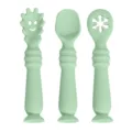 Silikon Baby Lernlöffel Set Kleinkind Beikost Löffel Gabel Esslernbesteck grün Essgeschirr. - Grün Baby-Beikostlöffel (3er-Set)