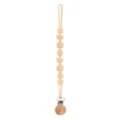 Silicone pacifier clip baby teething soothing anti-lost strap wooden bead beige variant. - Beige