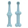 Silicone pet toothbrush soft bristle dental care small animal cat dog cleaning tool - Bone Fish Toothbrush Set / Blue