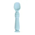 Light blue baby silicone training spoon, soft infant weaning spoon with safe handle. - Blue (Regular Baby Food Spoon)