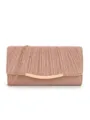 Élégante pochette de soirée plissée or rose avec barre métallique et chaîne pour femme. - Champagne