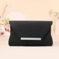 Sac de soirée pochette noire pailletée élégante avec fermeture métallique femme. - Noir