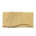 Pochette de soirée plissée dorée avec bandoulière chaîne, élégant accessoire pour fêtes. - Or