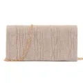 Élégante pochette de soirée à paillettes scintillantes avec chaîne dorée, gros plan détaillé. - Or rose