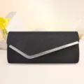 Sac de soirée scintillant noir pour femmes, pochette élégante de fête vue détaillée. - Noir