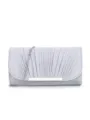 Sac pochette plissé argenté pour femme, élégant sac de soirée avec chaîne et barre métallique. - Argent