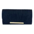 Sac de soirée pochette plissé à paillettes noir avec barre dorée style fête femme. - Noir