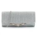 Sac de soirée scintillant argenté avec chaîne, élégant fermoir métallique pour mariage. - Argent