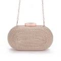 Sac Pochette Tressé en Cuir PU Doré Élégant Sac de Soirée avec Chaîne en Métal Femme - Or rose