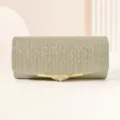 Élégante pochette de soirée pailletée dorée avec fermoir métallique pour femmes. - Champagne
