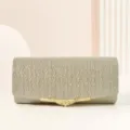 Élégant sac de soirée scintillant pour femme, sac à bandoulière de fête stylé avec fermoir en métal. - Champagne