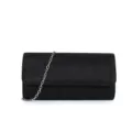 Détail de pochette de soirée noire pailletée, élégant sac bandoulière chic pour femme. - Noir