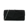 Sac de soirée noir pailleté avec design plissé à l'avant et chaîne argentée pour femme. - Noir